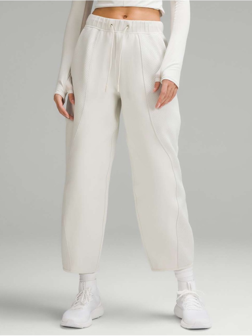 Lululemon ivory mixed fabric relaxed taper pants - Picture 9 of 10